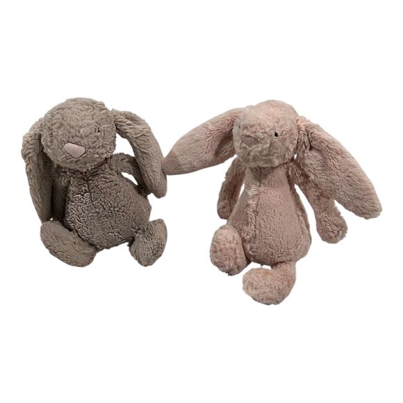 Pair of 2 JELLYCAT Bashful Bunnies 2018 Blush and Beige 5" Tiny/Mini HTF - Picture 1 of 12